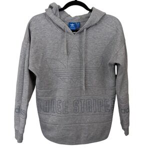 ADIDAS Three Stripe Pullover Sweater Gray Women's XS Hoodie
